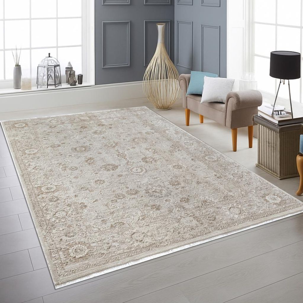 Teppich beige Vintage weich pflegeleicht für Wohnbereiche Größe - 80 x 150 cm