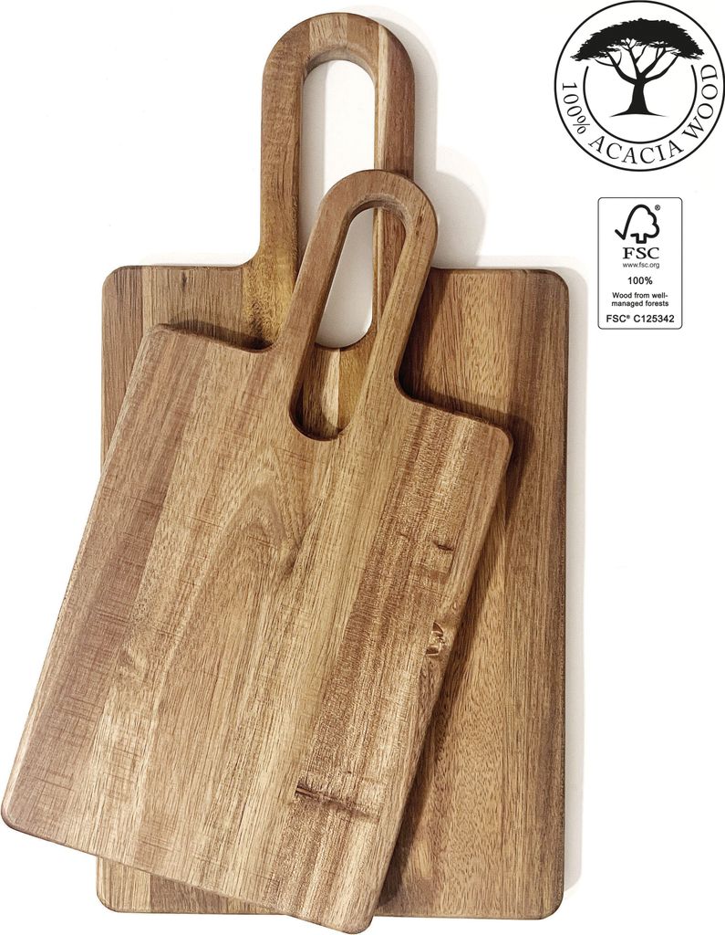 Set di tavole in legno di acacia - 2 pezzi, 30×16 e 38×20 Immagine del prodotto 