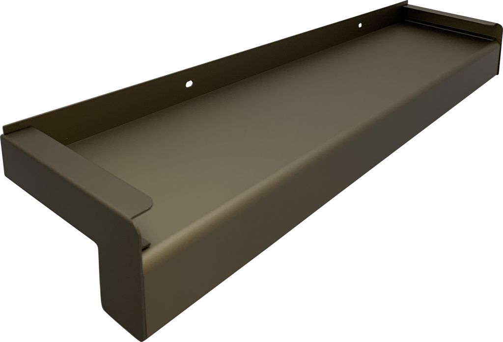 Aluminium Fensterbank mittelbronze, Ausladung: 165 mm, Rasterlänge: 1000 mm Aluminiumabschluss mit Putzkante (Paar)