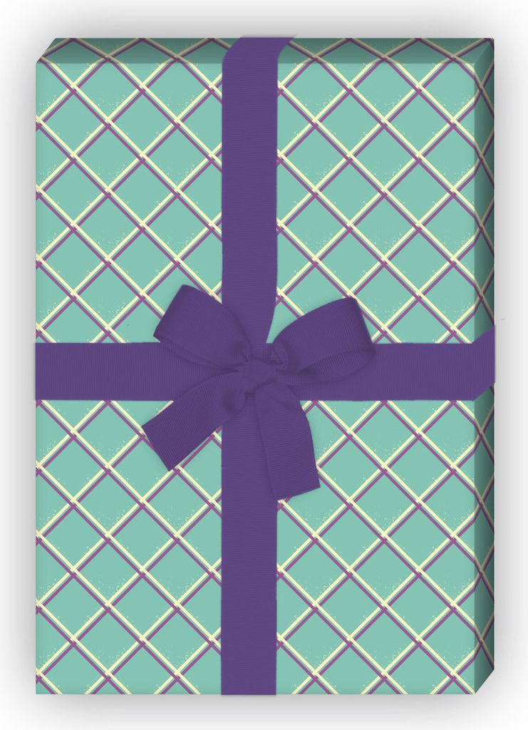 Retro Rauten Geschenkpapier in Grunge Optik, türkis zum Einpacken - G11649, 32 x 48cm