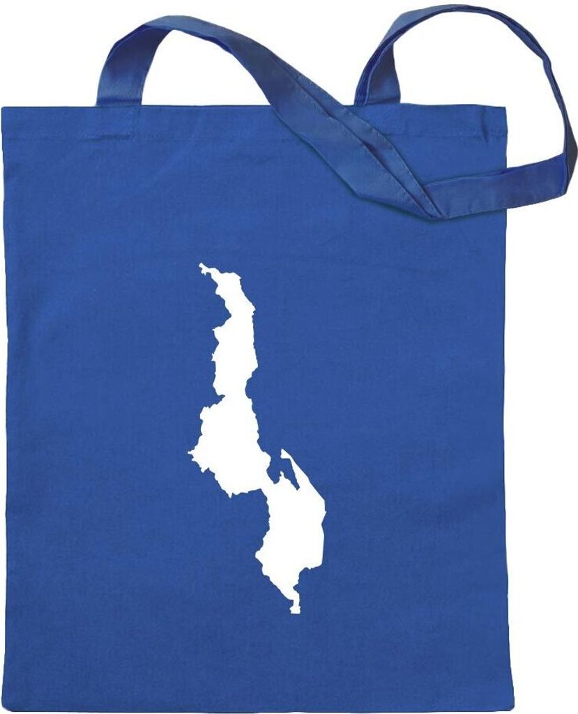 Kiwistar - Baumwolltasche - royalblau - Malawi Umriss Kontur - Tragetasche Stoffbeutel Umhängetasche Langer Henkel