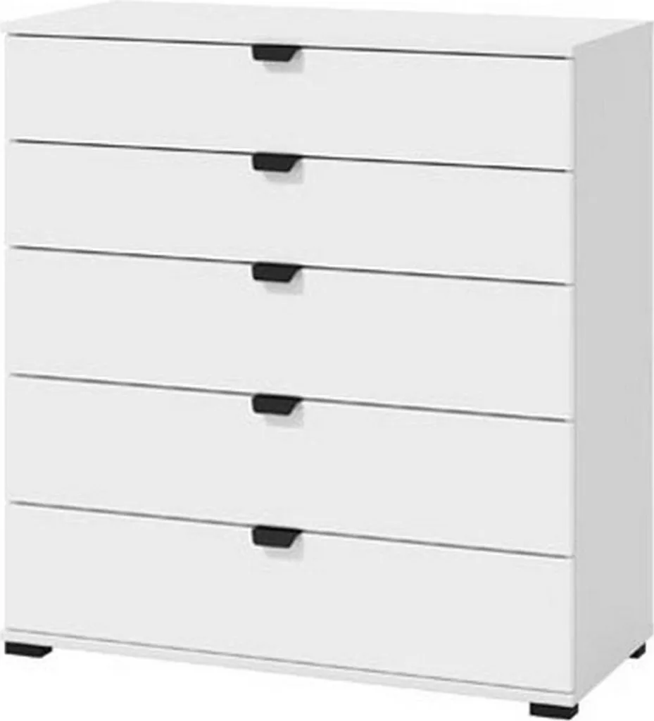 Mainarda Commode Blanche 90x40x95h cm avec 5 Tiroirs de Rangement - 7