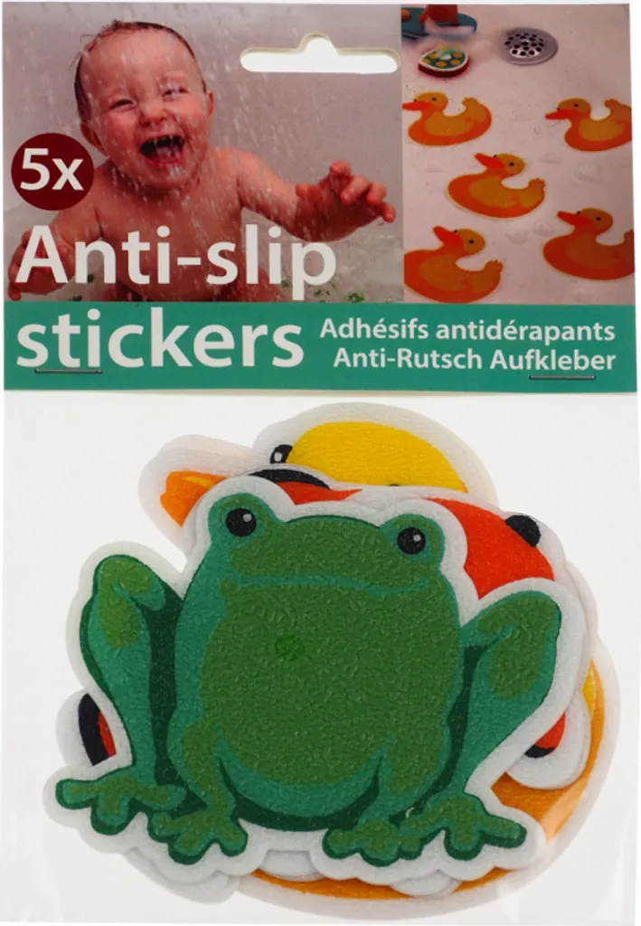 PANA Adesivi antiscivolo per doccia e bagno - motivi per bambini - set di 5 - pesce/anatra/rana