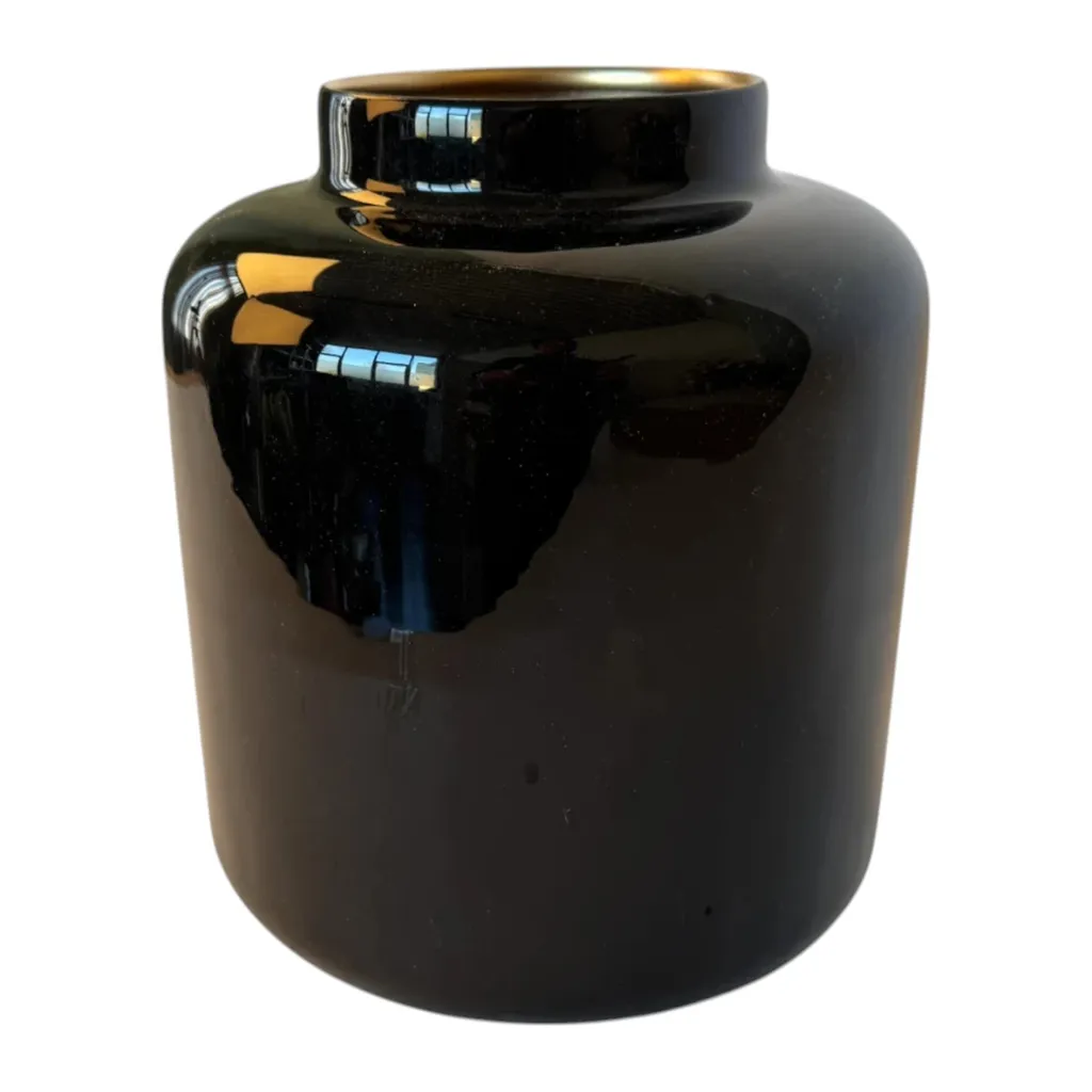 Grand vase de table noir et or 20x23cm pour salon et intérieur chic