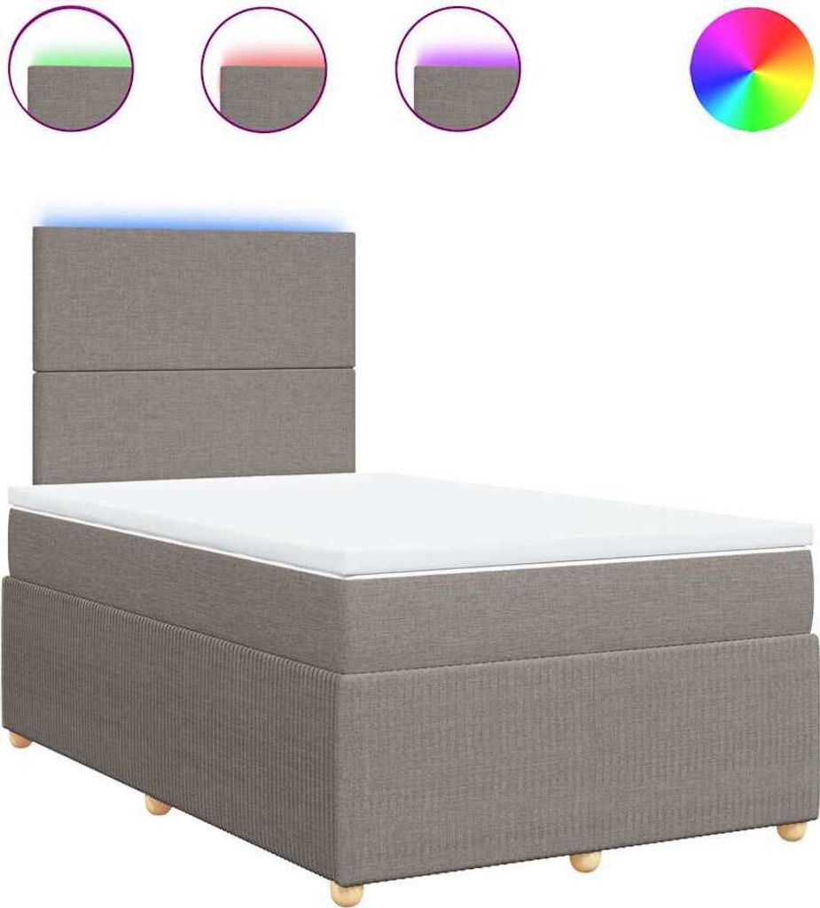 vidaXL Boxspringbett mit Matratze Taupe 120x190 cm Stoff