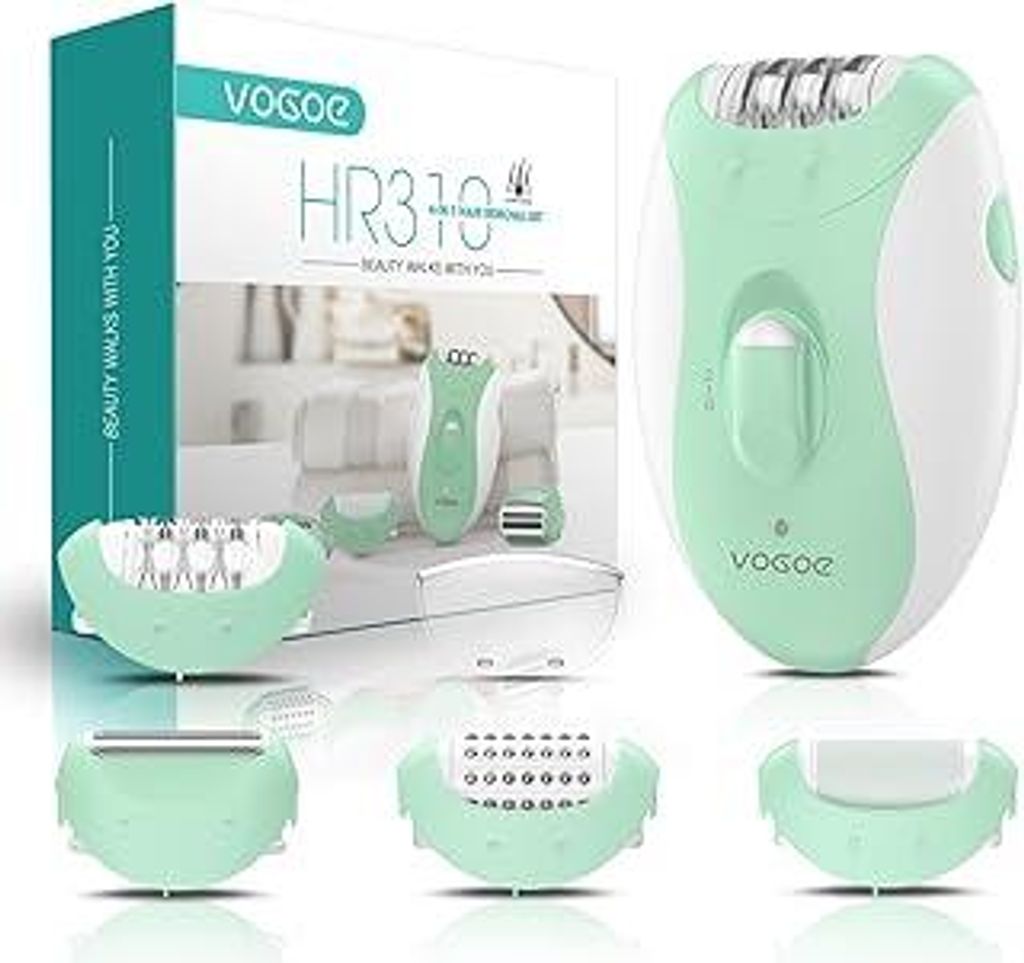 VOGOE Epilierer Damen für Haarentfernung, Epeliergerät Körper 4 in 1 Elektrischer Kabelloser, 21 Pinzetten für Gesicht Beine Arme Bikini, HR310...