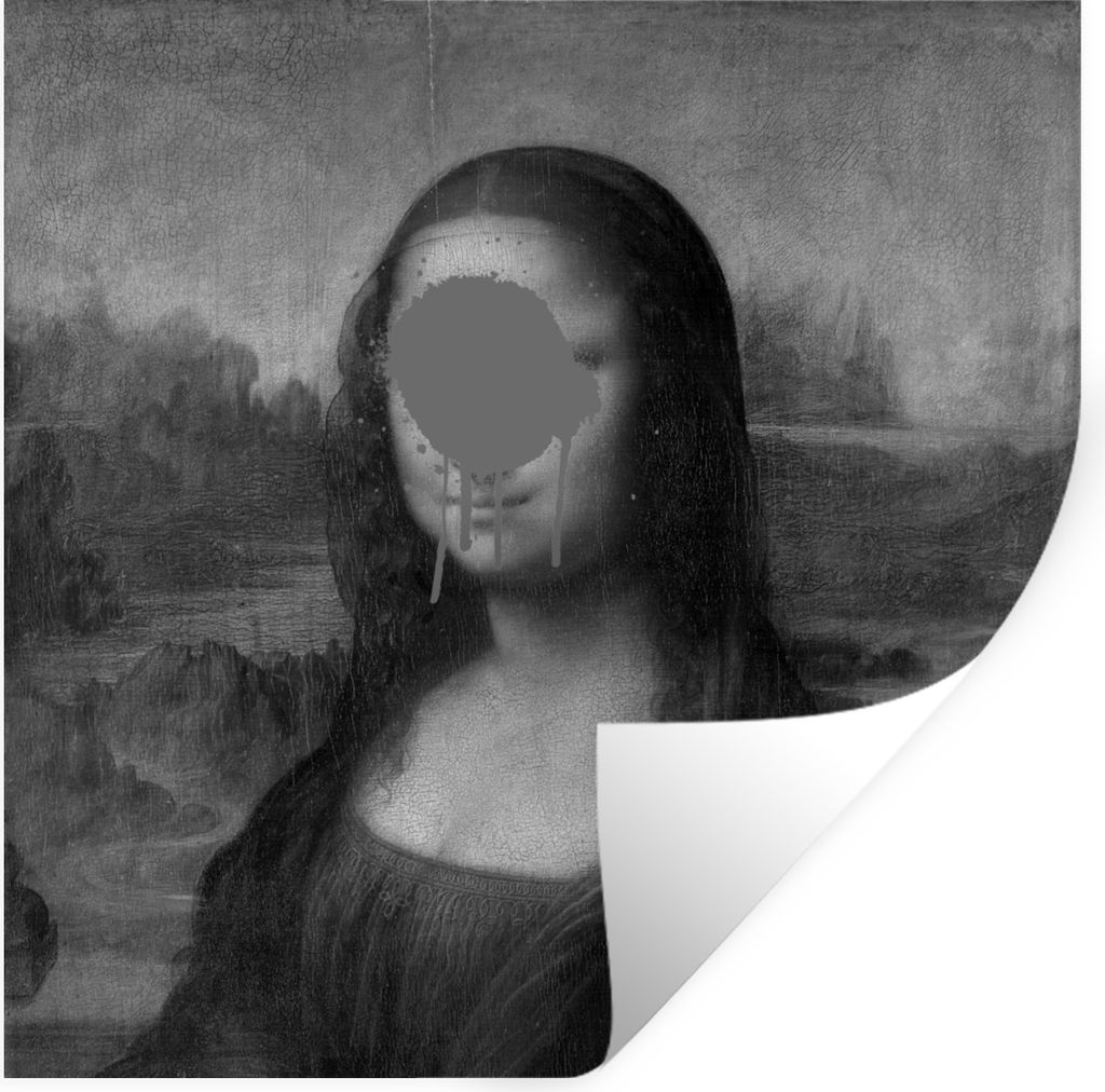 MuchoWow Wandtattoo Wandsticker Wandaufkleber Mona Lisa - Leonardo da Vinci - Schwarz - Weiß 100x100 cm Selbstklebend und Repositionierbar - Wie...