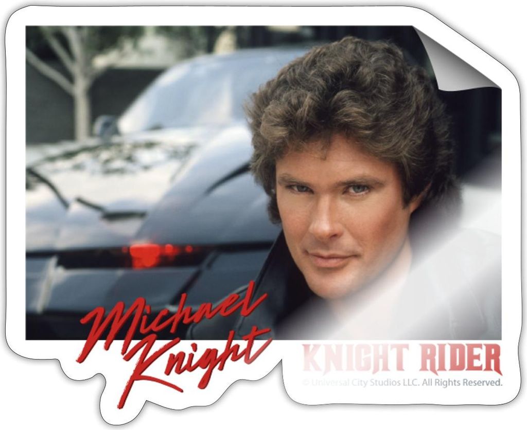 Spreadshirt Knight Rider Michael Knight Sticker Aufkleber, 10 x 10 cm, Weiß glänzend