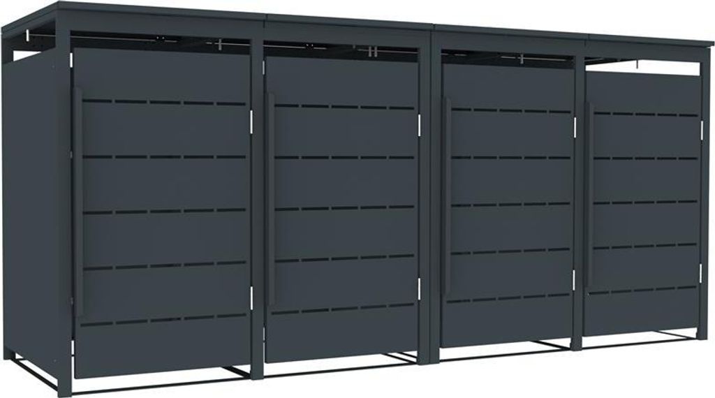 Mülltonnenbox Müllbox Mülltonnenverkleidung 4 Türen Anthrazit Box Soft-Close