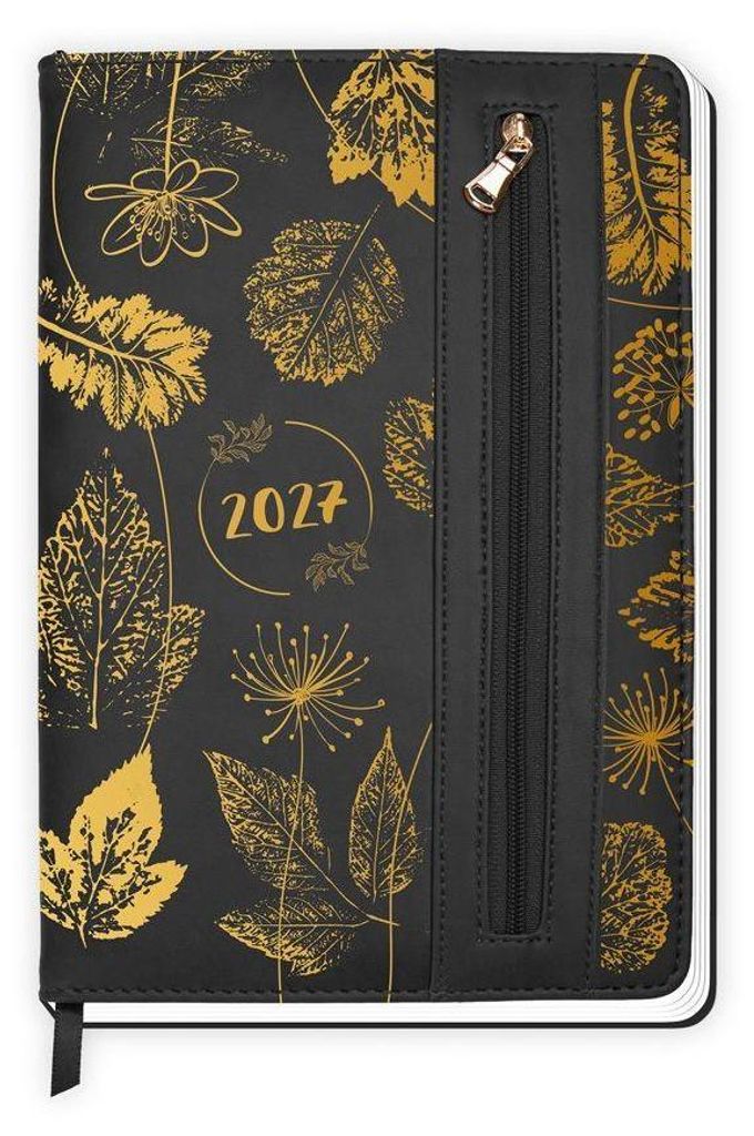 Trötsch Wochenplaner A5 mit Tasche Flowers black 2027: Taschenkalender