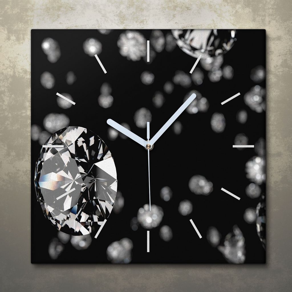 Wohnzimmer Leinwand Uhr Geräuschlos Küche 30x30 Diamanten, Brillanten, Motive, Textur, weiße Zeiger