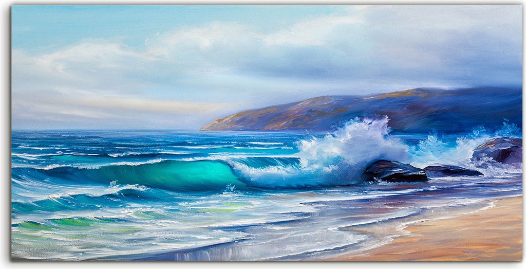 Coloray Acrylbild 100x50 Wandbild Acrylbilder Malerei der Meereswellen Schaumstoff