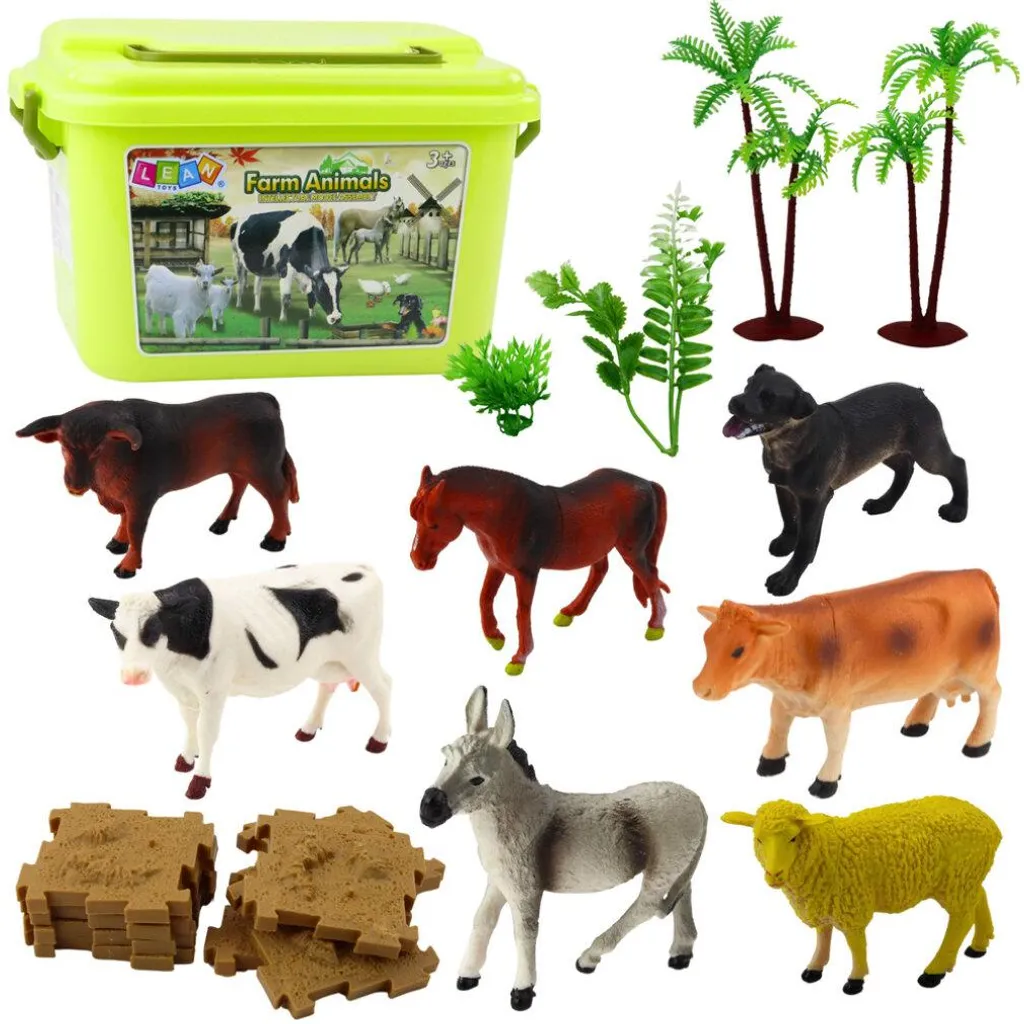 Grand coffret de figurines de la ferme 57 pièces avec bac de stockage