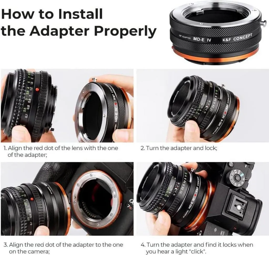 Adaptateur MD-NEX IV pour objectif Minolta MD MC vers Sony E Mount Alpha - 8