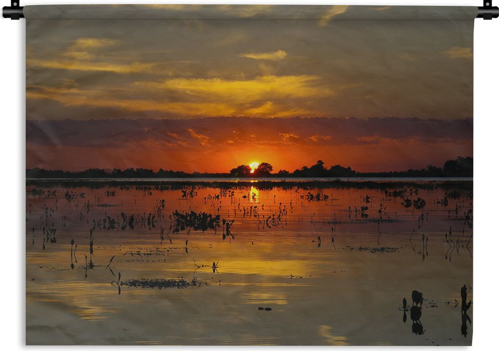 MuchoWow Wandteppich Wandbehang Rotes Glühen am Himmel im Pantanal 150x112 cm Tapisserie Dekoration Wandtuch - Wanddecke - Wandteppiche