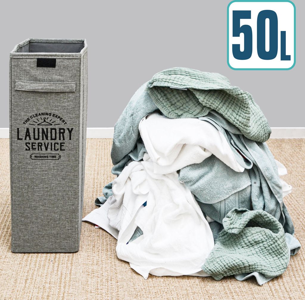 50L Cesto Portabiancheria Bambu Con Coperchio - 40x36x57 Cestino Per - Foto 7