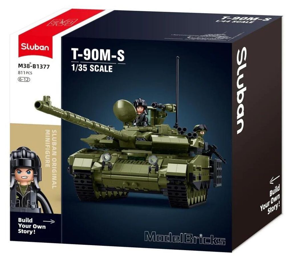 Sluban Model Bricks M38-B1377 Tank T-90M-S v měřítku 1:35 Obrázek produktu 