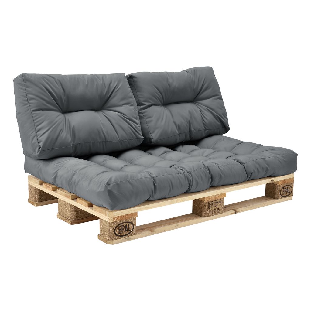 ""Euro Paletten Sofa" 11x Sitz-/Rückenkissen hell grau Kissen Auflage 