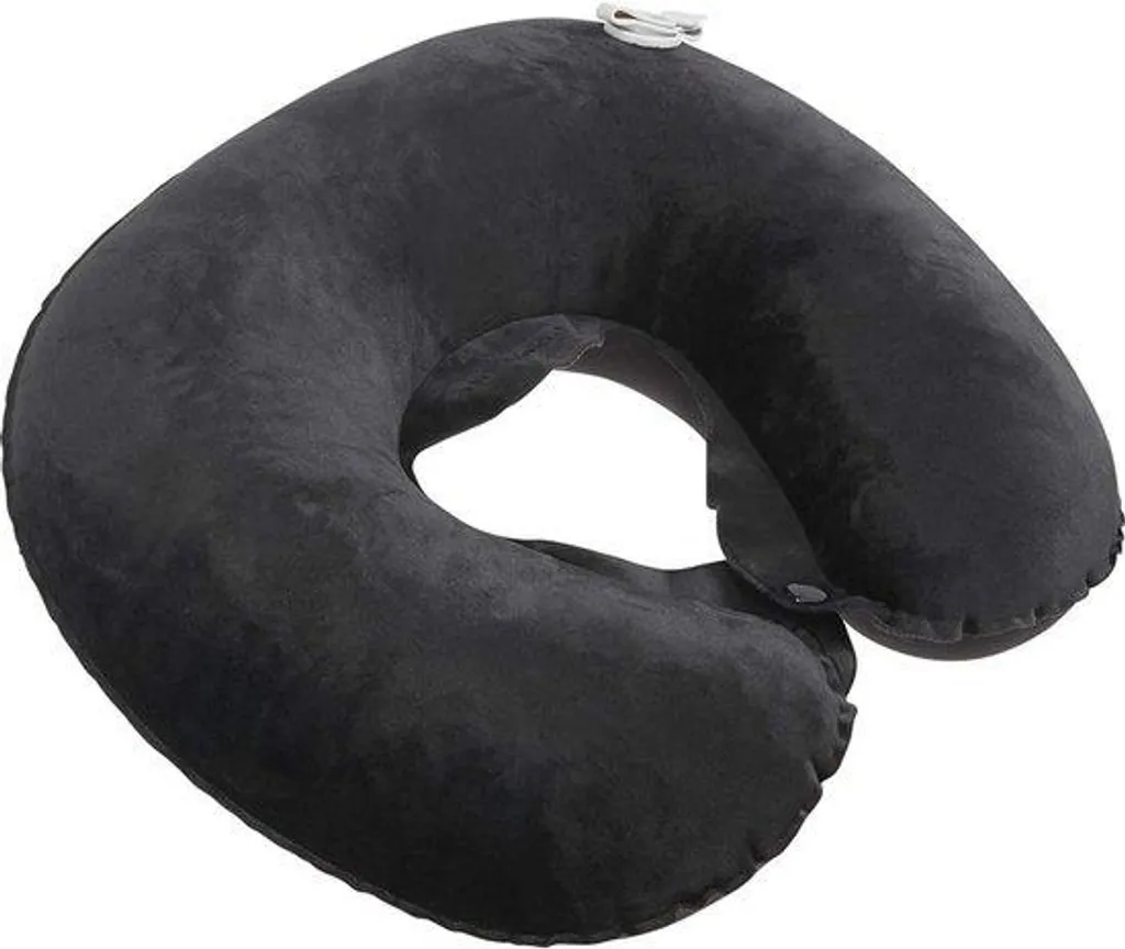 Oreiller de voyage noir gonflable Global Travel Accessories de 36 cm
