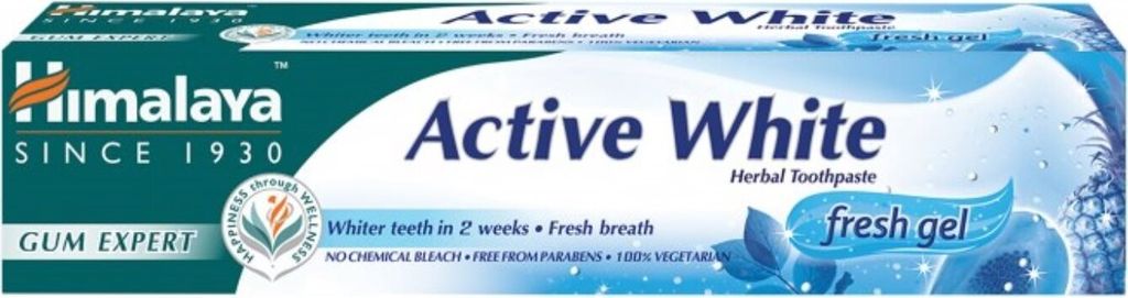 A box of Himalaya Active White Herbal Toothpaste.