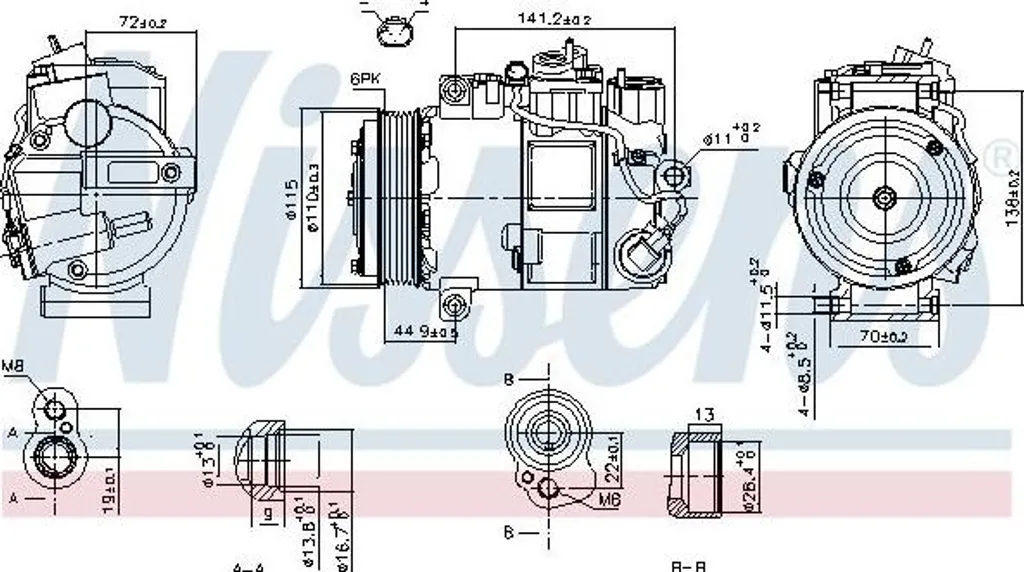Compresseur de climatisation NISSENS 890199 pour OE 0022300911 Mercedes