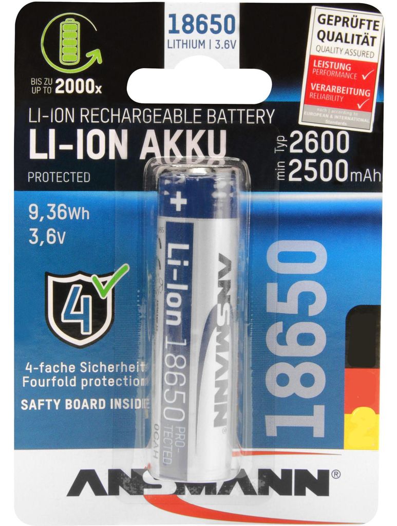 Ansmann 1307-0000 Ansmann Li-Ion 18650 2600mAh 3,6V Akku Image du produit 