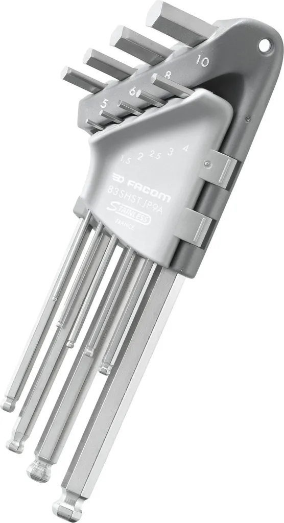 Clés mâles inox Facom 9 pièces avec support compact anti-corrosion