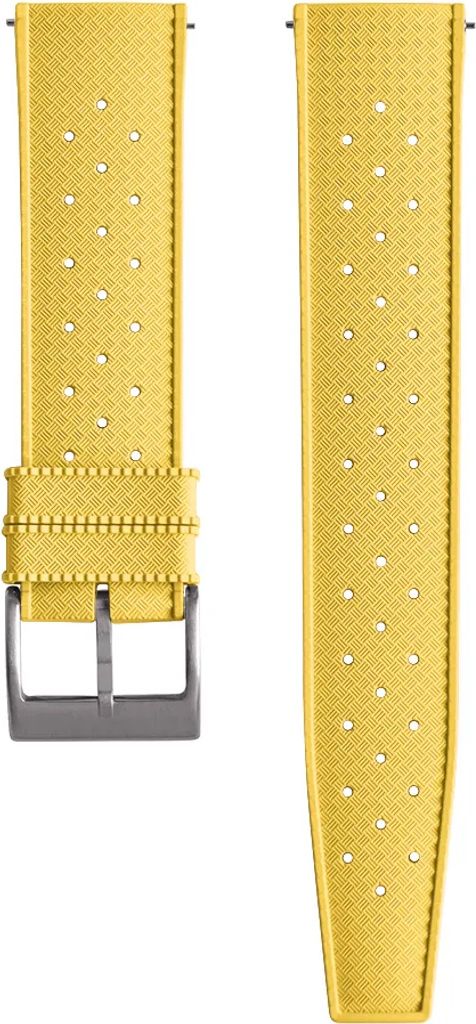 CHROONOO Tropical Style Kautschuk-Uhrenarmband - Gelb, 24 mm, Silber gebürstet