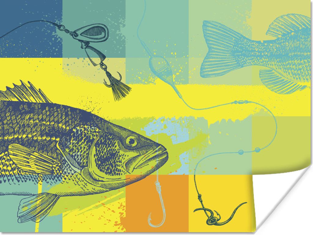 MuchoWow Poster Farbige Illustration eines Fisches 120x90 cm - Wandbild