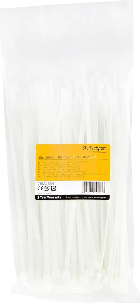Startech CBMZT8N Fascette in nylon bianco (100 unità)