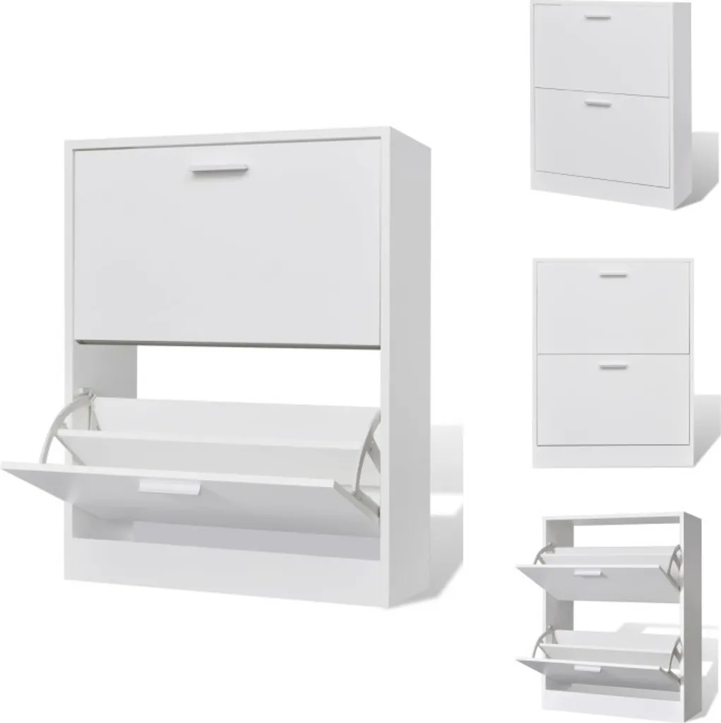 Armoire à chaussures en bois blanc avec 2 bascules - Modèle L60 cm