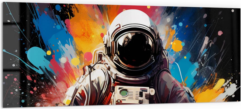 DEQORI Küchenrückwand Glas 125x50 cm 'Galaktische Visionen' Spritzschutz Bad Rückwand Küche