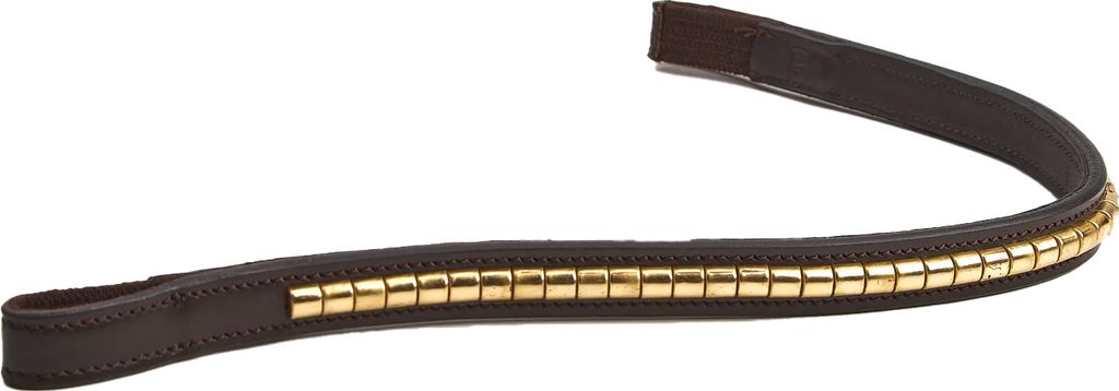 Velociti - Pferde-Stirnriemen "Rapida", Stirnband, Leder ER2078 (Pony) (Braun/Messing)