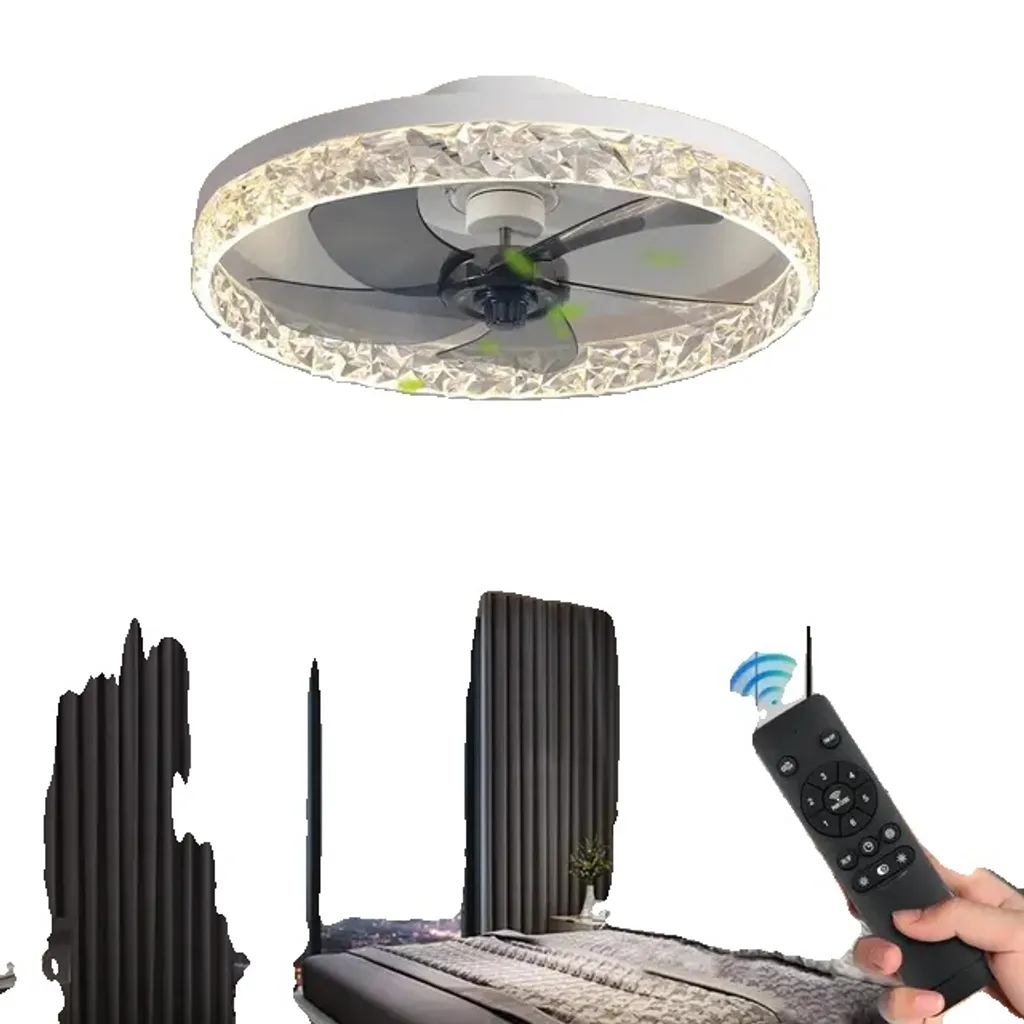 Plafonnier ventilateur LED intelligent blanc avec réglage à distance