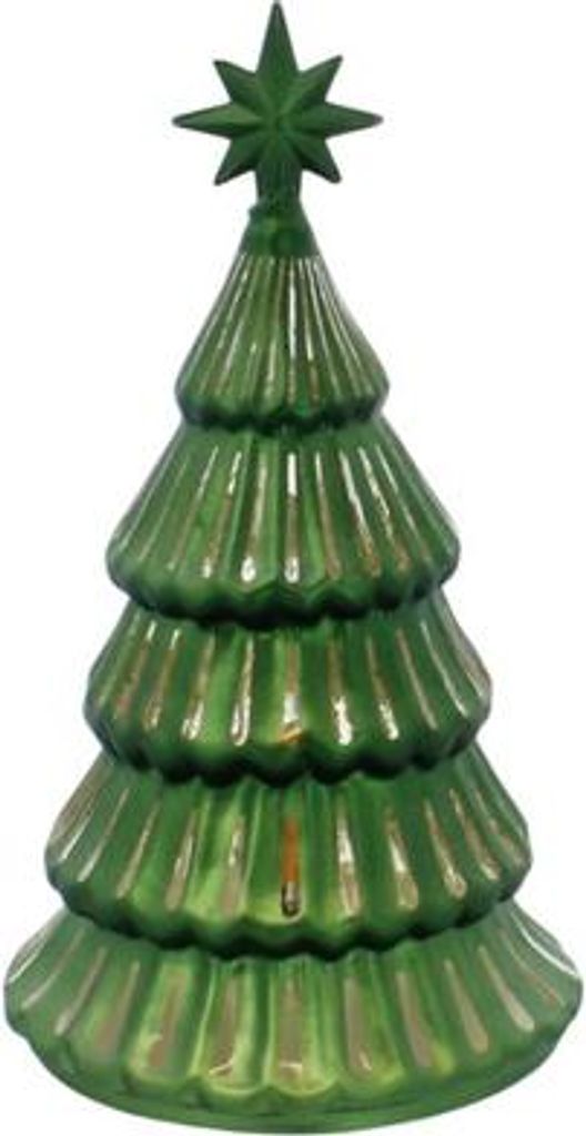 LED Baum mit Stern - grün- aus Glas - ca. 10x18 cm