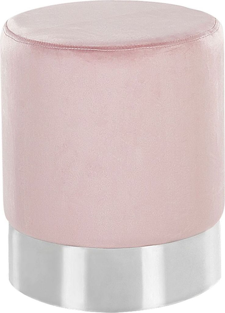 BELIANI Pouf Rosa Samt Silber Metall rund Flur Wohnzimmer Salon Schlafzimmer Deko Sitzhocker