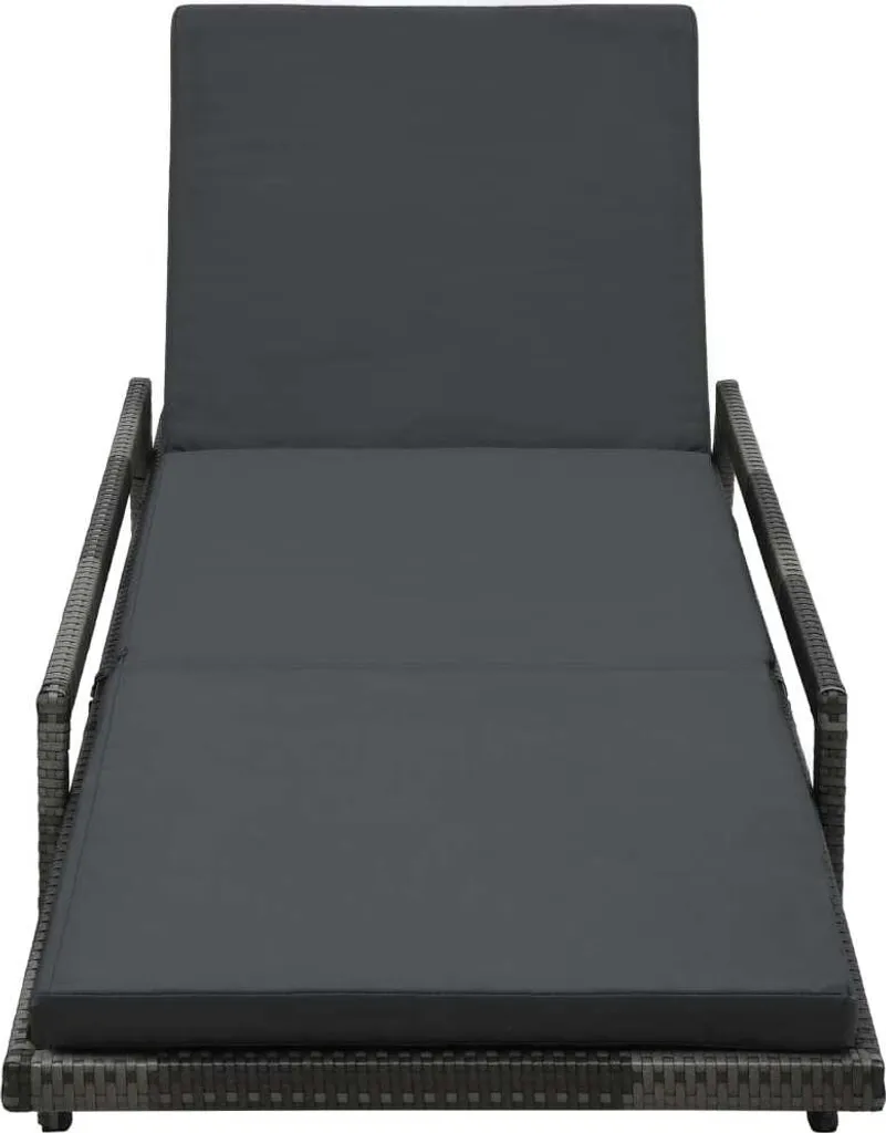 Lettino Prendisole Poly Rattan Grigio con Cuscino - Arredo Giardino Top