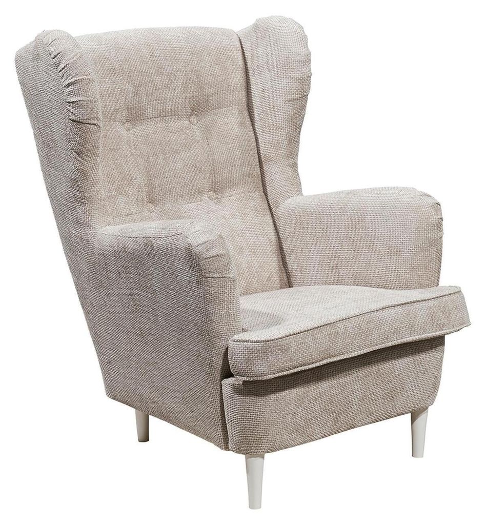 Sessel - Beige - Cashmeregrau - Webstoff - Holzfüße