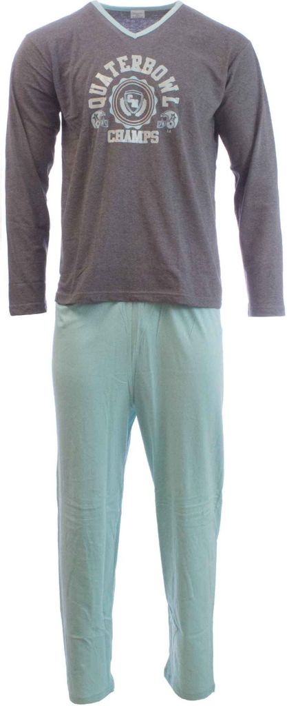 Herren Pyjama Langarm Oberteil + Lange Hose Schlafanzug Produktbild 