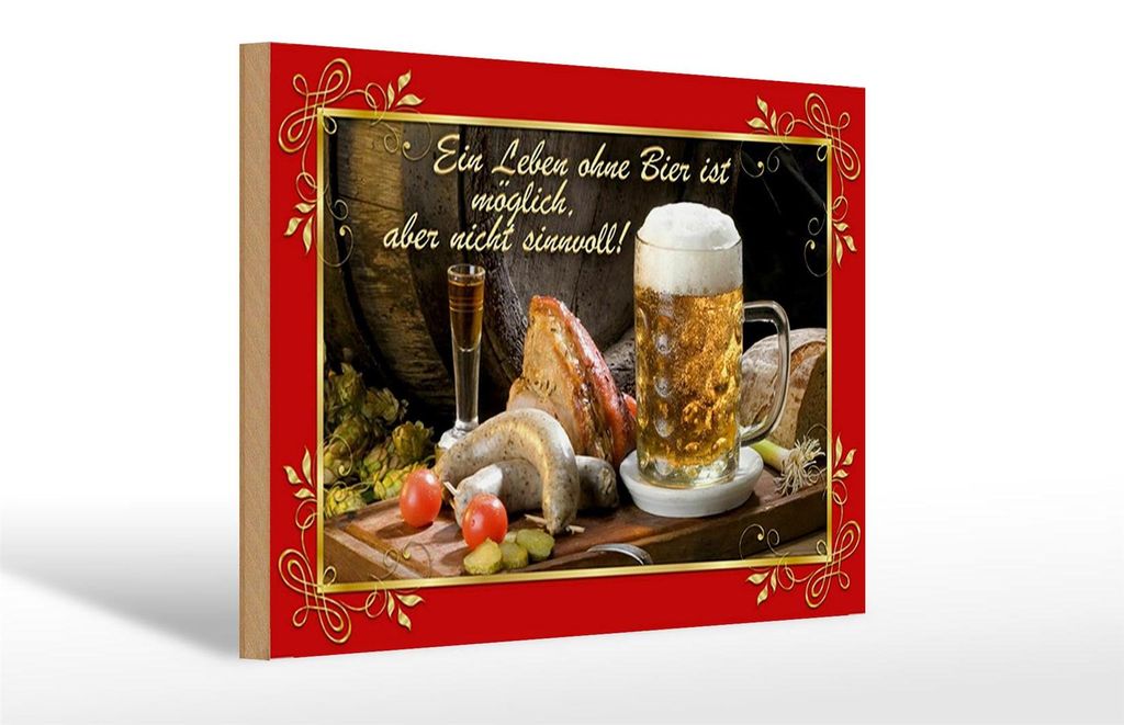 Holzschild Spruch 30x20cm Leben ohne Bier ist sinnlos