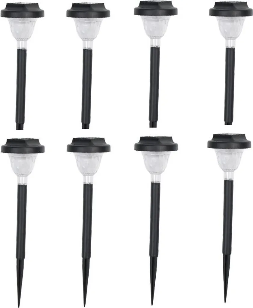 Lampes solaires étanches IP44 pour jardin - 8 pièces LED à piquer noir
