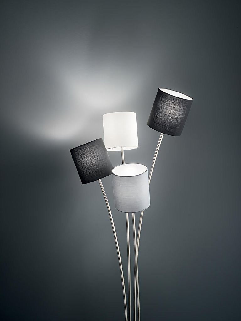 Staande lamp van geborsteld chroommetaal, elegante staande Productafbeelding 