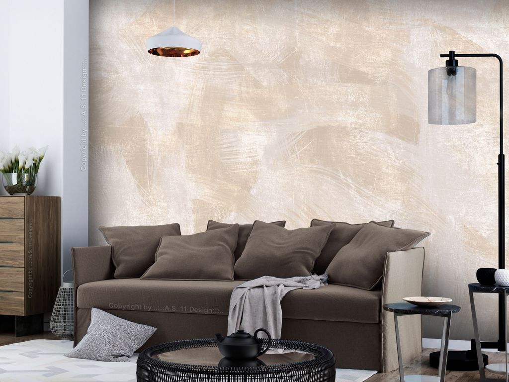 Vlies Fototapete Abstrakt 400x280 cm Tapeten Wandtapete XXL beige weiß wie gemalt a-A-10310-a-a