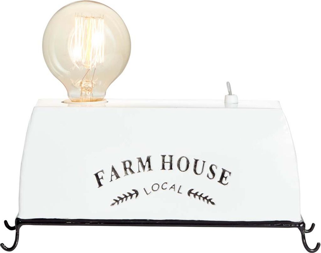 Brilliant Tischleuchte Farm Life Weiß max. 30W E27 ohne Leuchtmittel mit Schalter