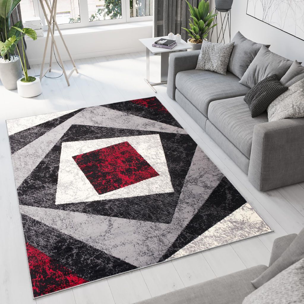 Tapiso Teppich DREAM Modern Creme Grau Schwarz Rot 120 x 180 cm