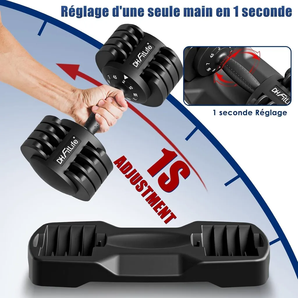 Haltères Modulables 5 Niveaux de Poids 2-12kg - Design Compact Robuste - 2