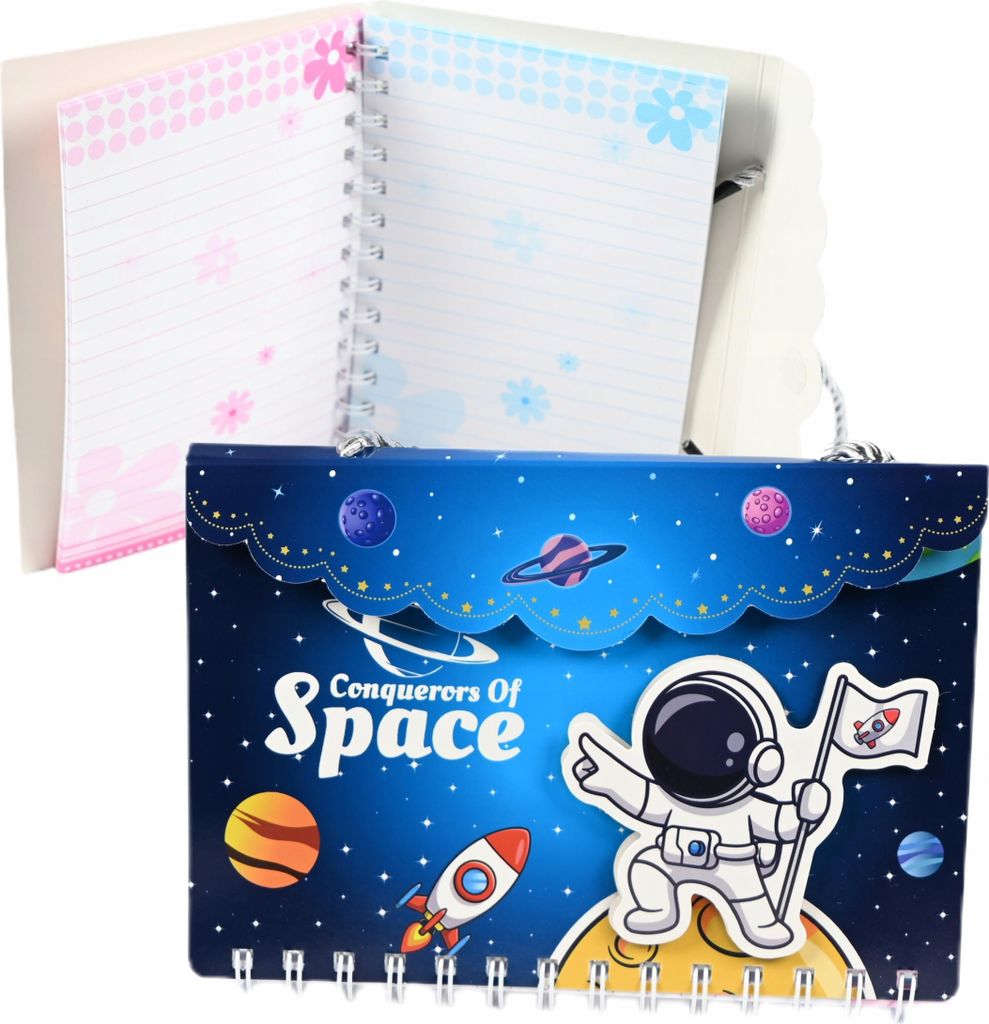 Spiralblock Weltraum A5-Format - Notizbuch Liniert für Kinder - Schulheft Kosmos Motiv 14x19cm