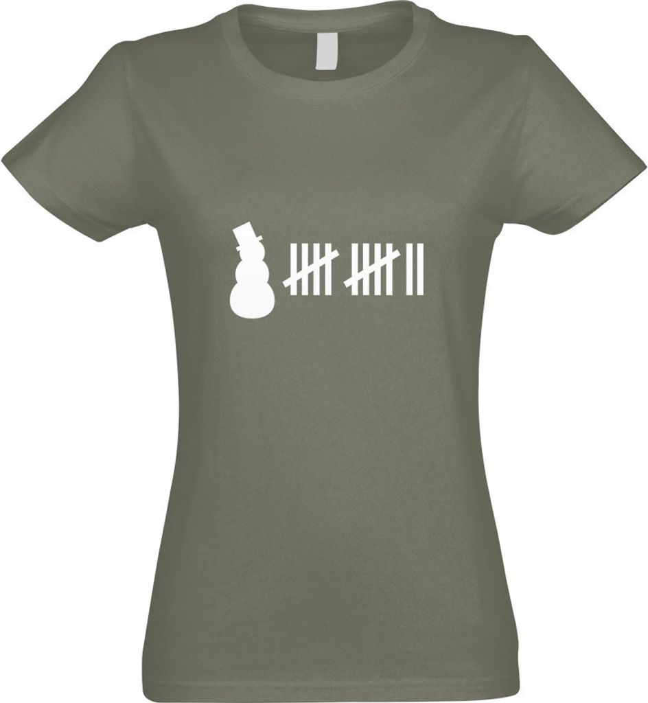 Kiwistar - T-Shirt tailliert - Damen - Olive - Schneemann Killer - mit Motiv Bedruckt - Funshirt Design - Sport - Freizeit - Damen - S