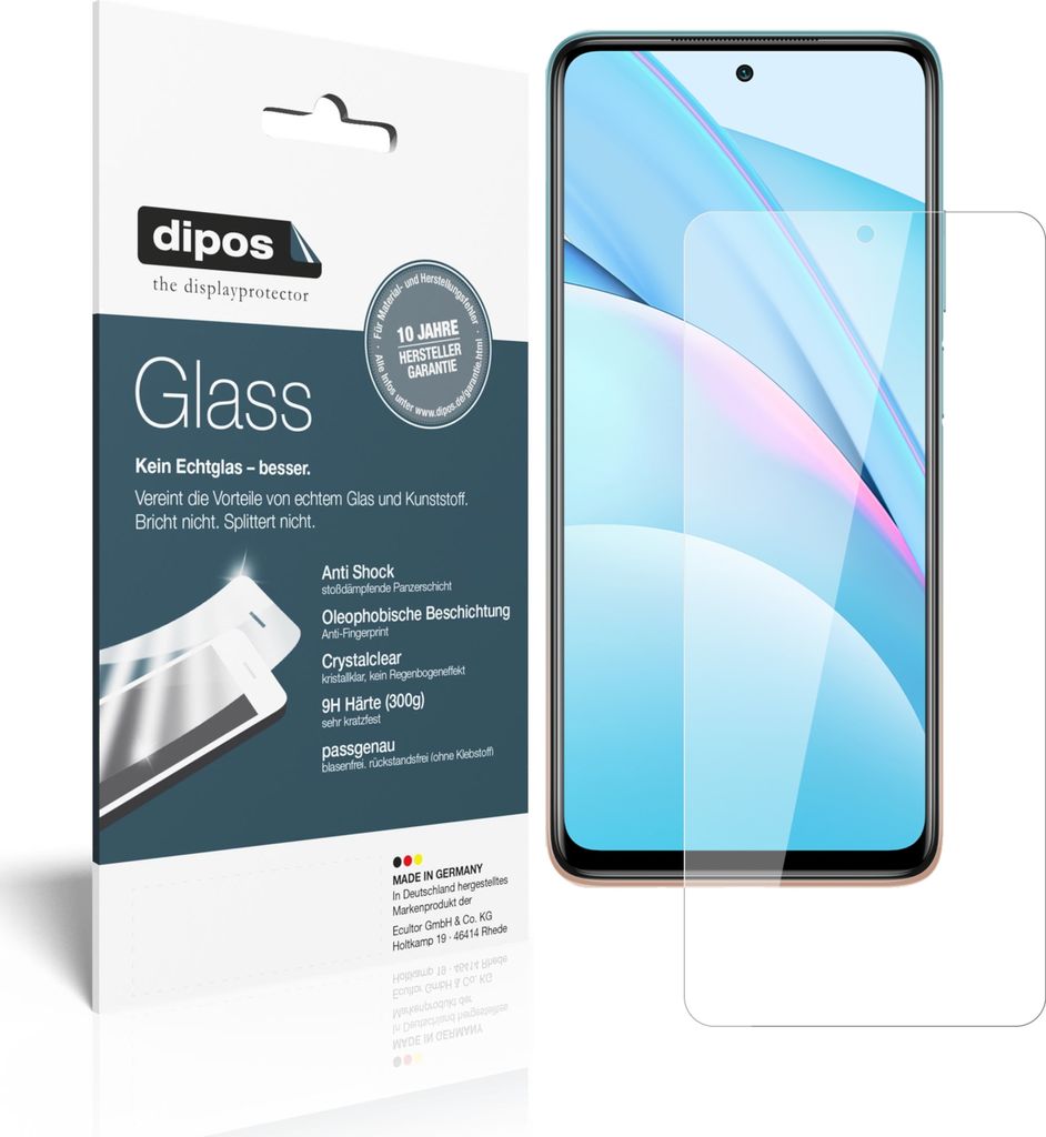 1x Schutzfolie für Xiaomi Mi 10T Lite - Anti-Shock 9H Folie dipos Glass Kunststoffglas