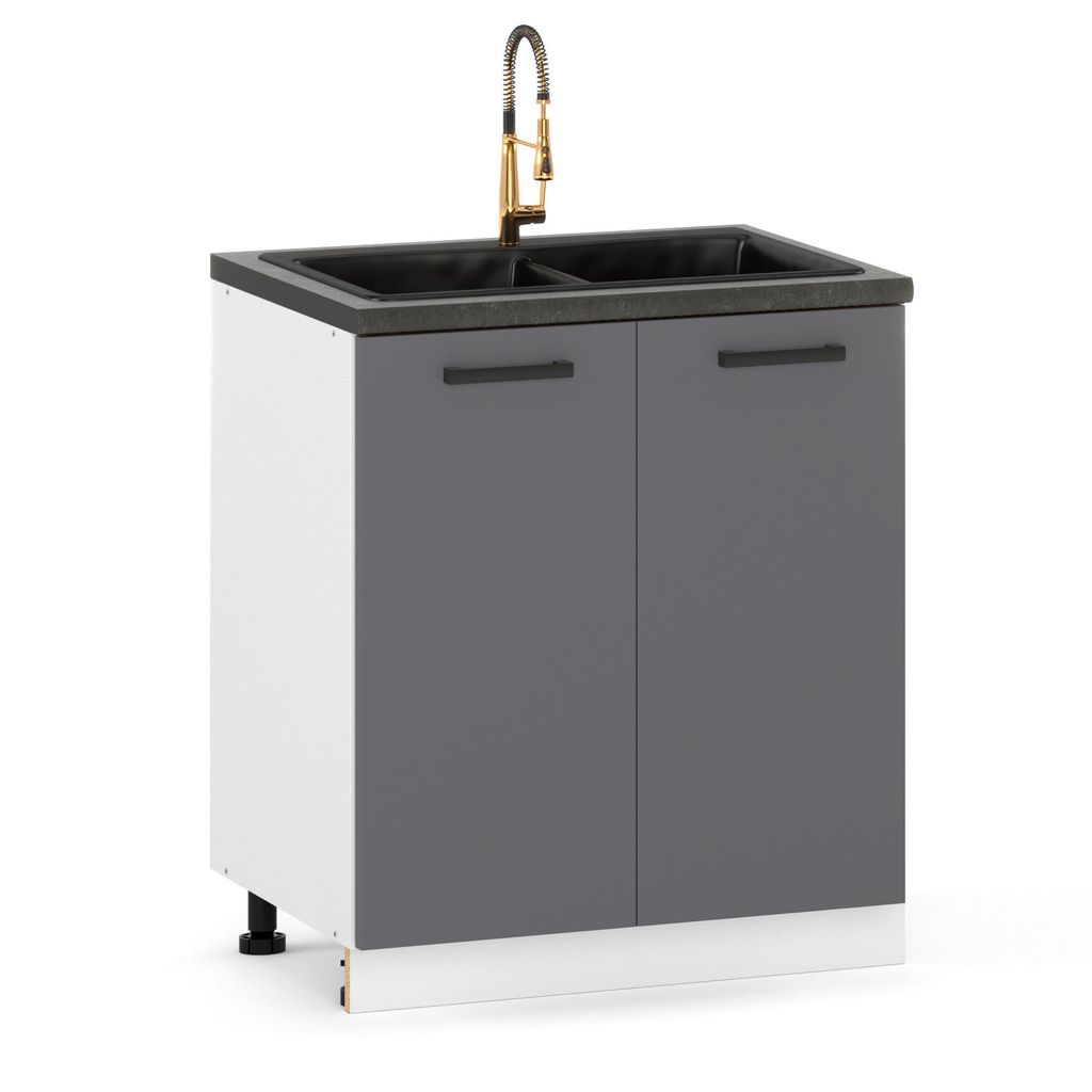 ULWEHOME | Spülenunterschrank 80 cm Anthrazit, Produktbild 